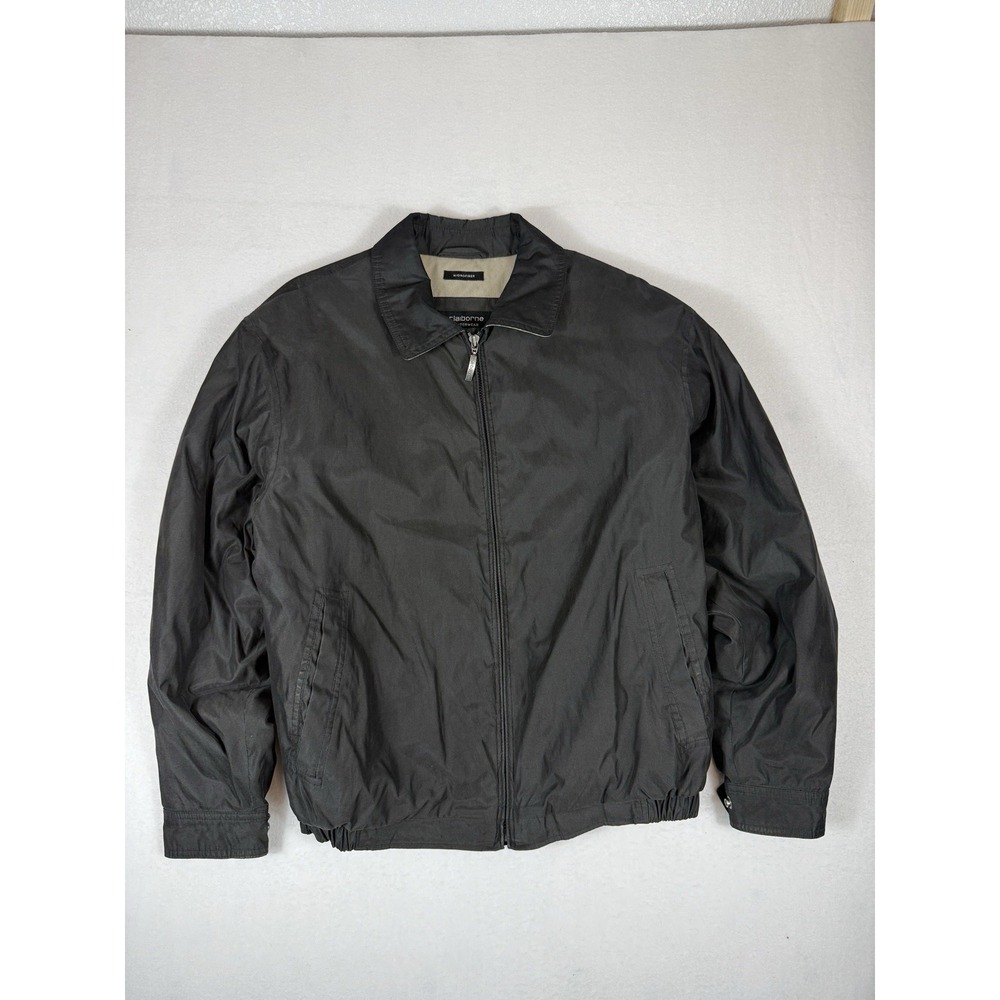 Claiborne Mens Black Microfiber Full Zip Jacket Size L Made In Ukraine